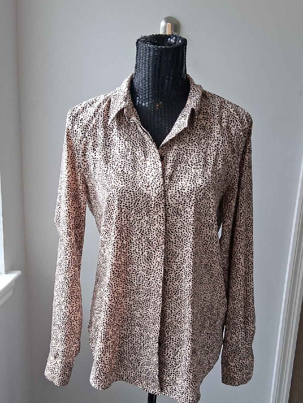 Silky Cheetah Print Button Up Blouse